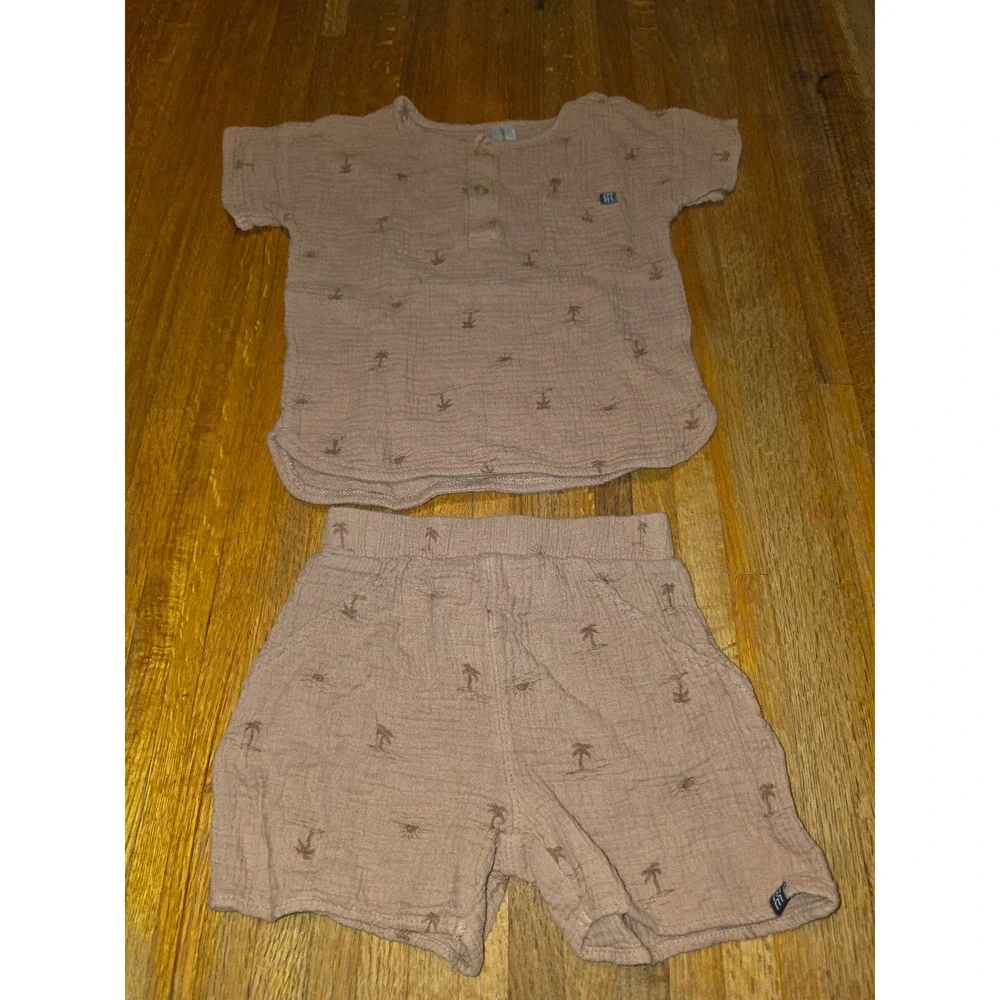 Modern Moments Gerber Toddler Girls 3T Clay Gauze Henley Shirt and Shorts Set